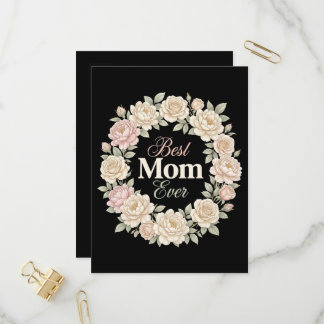 Invitation Carte Postale Elegant Floral Best Mom Ever Wreath