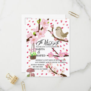 Invitation Carte Postale Elégant floral enregistrer la date modèle, fleur s