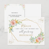 Invitation Carte Postale Elégant Floral et or BRIDESMAID proposition (Devant / Derrière)
