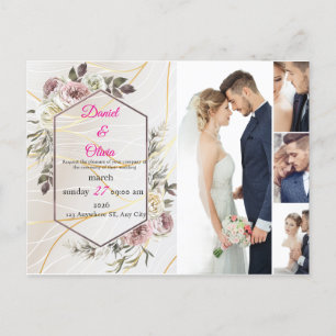 Invitation Carte Postale Elegant Floral Wedding
