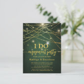 Invitation Carte Postale Élégant Gold String Lumières Vert I DO Fiançailles (Debout devant)