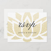 Invitation Carte Postale Elégant Lotus or Fleur mariage personnalisé RSVP (Devant / Derrière)