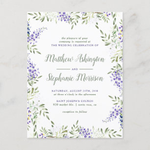 Invitation Carte Postale Élégant Mariage de cadre à la Wisteria Florale