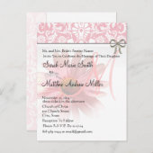 Invitation Carte Postale Élégant Mariage de confleur rose (Devant / Derrière)