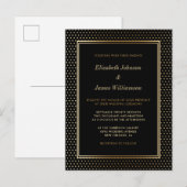 Invitation Carte Postale Élégant Mariage de point Polka Black & Gold Foil (Devant / Derrière)