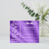 Invitation Carte Postale Elégant Mariage en satin violet RSVP (Debout devant)