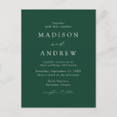 Invitation Carte Postale Élégant Mariage Moderne avec Code QR Vert (Devant)