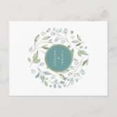 Invitation Carte Postale Élégant Mariage moderne de verdure Garland Gold (Dos)