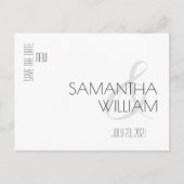 Invitation Carte Postale Élégant minimal moderne noir blanc Enregistrer la  (Devant)