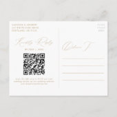 Invitation Carte Postale Élégant Moderne Code QR Mariage Or (Dos)