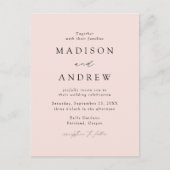 Invitation Carte Postale Élégant Moderne Code QR Mariage Rose Pâle (Devant)