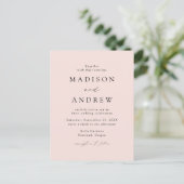 Invitation Carte Postale Élégant Moderne Code QR Mariage Rose Pâle (Debout devant)