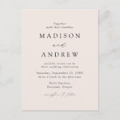 Invitation Carte Postale Élégant Moderne Mariage Code QR Crème (Devant)