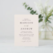 Invitation Carte Postale Élégant Moderne Mariage Code QR Crème (Debout devant)
