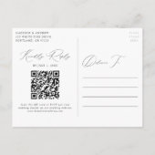 Invitation Carte Postale Élégant Moderne Mariage Code QR Vert Olive (Dos)