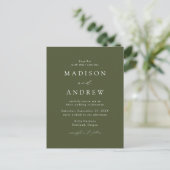 Invitation Carte Postale Élégant Moderne Mariage Code QR Vert Olive (Debout devant)