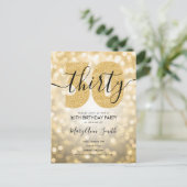 Invitation Carte Postale Elégant Moderne Or 30e Anniversaire Fête Invitatio (Debout devant)