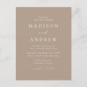 Invitation Carte Postale Élégant Moderne Taupe Code QR Mariage (Devant)