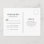 Invitation Carte Postale Élégant Monogram Black Script Mariage Réponse (Dos)