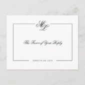 Invitation Carte Postale Élégant Monogram Black Script Mariage Réponse (Devant)