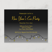 Invitation Carte Postale Elegant New Year's Eve Party 2026 Black Gold (Devant)