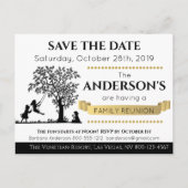 Invitation Carte Postale Elégant noir et or Enregistrer la date Famille Réu (Devant)