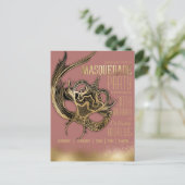 Invitation Carte Postale Elégant or rose Masquerade Masque fête d'anniversa (Debout devant)