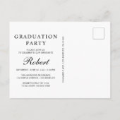 Invitation Carte Postale Elégant Photo College Black Graduation Party (Dos)