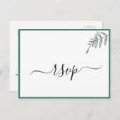 Invitation Carte Postale Élégant plat moderne Botanique vert RSVP (Devant / Derrière)