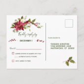 Invitation Carte Postale Elégant Poinsettia Noel Mariage RSVP (Dos)