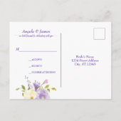Invitation Carte Postale Elégant Purple or Aquarelle Florale Mariage RSVP (Dos)