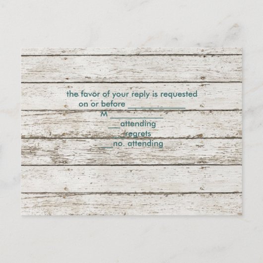 Invitation Carte Postale élégant quai bois coquillages plage mariage rsvp (Dos)