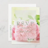 Invitation Carte Postale Elégant Rose d'été rose mariage RSVP (Devant / Derrière)