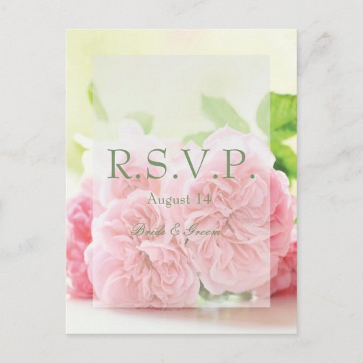 Invitation Carte Postale Elégant Rose d'été rose mariage RSVP (Devant)