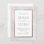 Invitation Carte Postale Élégant Rose Gold & Marbre blanc Mariage (Devant / Derrière)