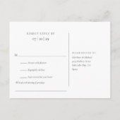 Invitation Carte Postale Elégant Sage Vert verdure Mariage RSVP (Dos)