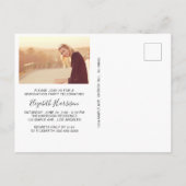 Invitation Carte Postale Élégant Script Photo Black Graduation Party (Dos)