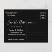 Invitation Carte Postale Elegant Scrit Mariage Photo Enregistrer la date Ca (Dos)