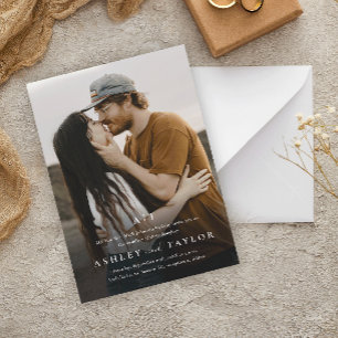 Invitation Carte Postale Élégant Type Mariage photo Monogram