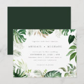 Invitation Carte Postale Élégante aquarelle d'été Mariage de feuillage trop (Devant / Derrière)