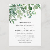 Invitation Carte Postale Elégante aquarelle Eucalyptus Mariage vert (Devant)