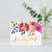 Invitation Carte Postale Elégante aquarelle florale Blanc mariage or RSVP (Debout devant)