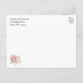 Invitation Carte Postale Elégante aquarelle florale Roses roses rose Fête d (Dos)