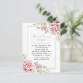 Invitation Carte Postale Elégante aquarelle florale Roses roses rose Fête d (Debout devant)