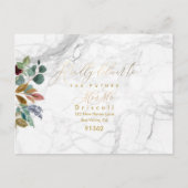 Invitation Carte Postale Élégante calligraphie or verte RSVP w Repas (Devant)