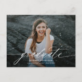 Invitation Carte Postale Élégante Calligraphie Script Photo Graduation (Devant)