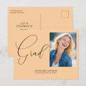 Invitation Carte Postale Élégante Calligraphie Script Photo Graduation (Devant / Derrière)