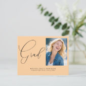 Invitation Carte Postale Élégante Calligraphie Script Photo Graduation (Debout devant)