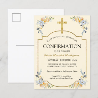 Invitation Carte Postale Élégante Crème au beurre Fleur Confirmation