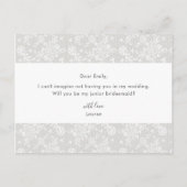 Invitation Carte Postale Élégante Dentelle Rustique Soyez Ma Jeune Épouse (Dos)